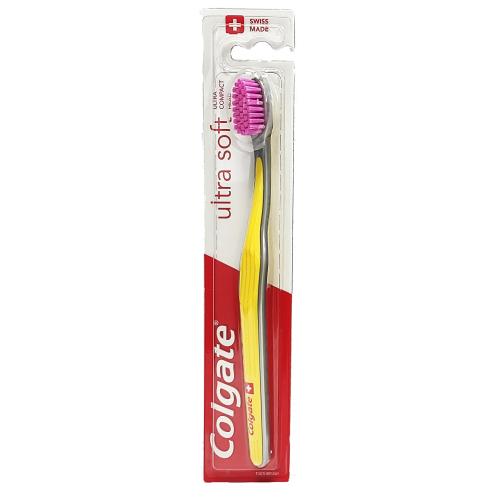 Colgate Ultra Soft Toothbrush Οδοντόβουρτσα με Πολύ Μαλακές Ίνες, Κατά της Πλάκας & των Επιφανειακών Χρωματικών Λεκέδων 1 Τεμάχιο - Κίτρινο